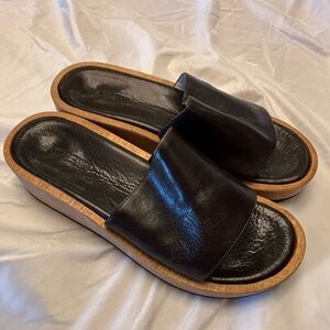 J.Crew wooden leather slide sandal women’s size 7 deep dark brown